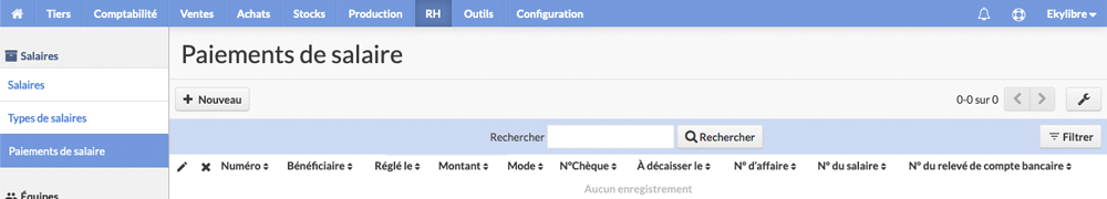 Liste des paiements