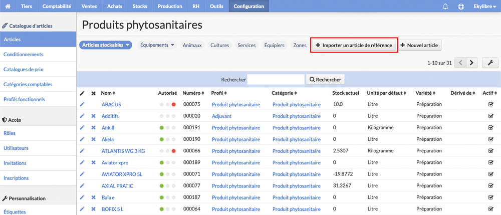Liste produits phytosanitaires