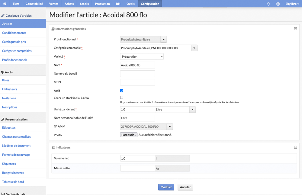 Détail produit phytosanitaire