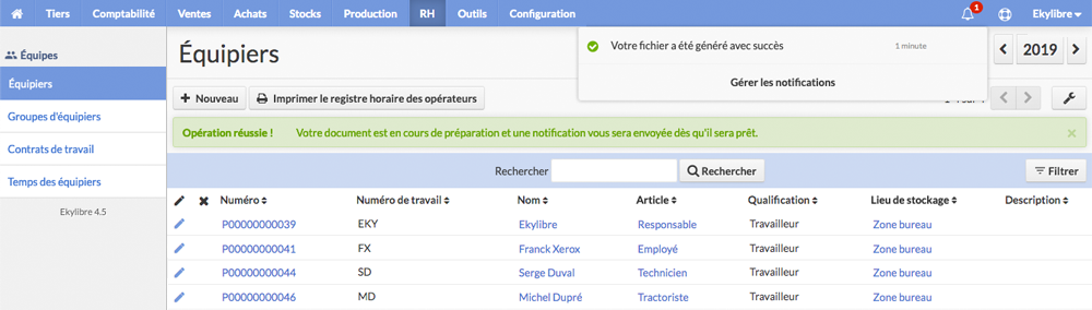 Affichage notification