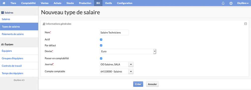 Nouveau type de salaire