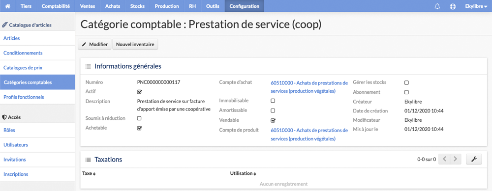 Nouvelle catégorie comptables