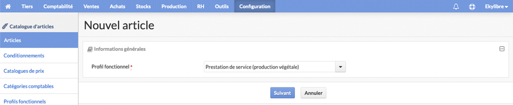Sélection type