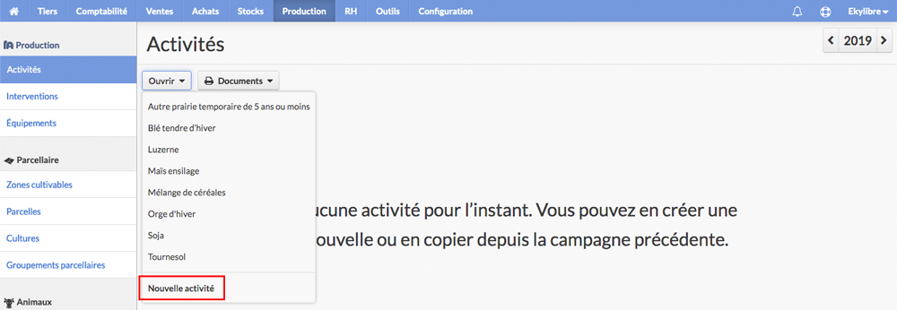 Nouvelle activités