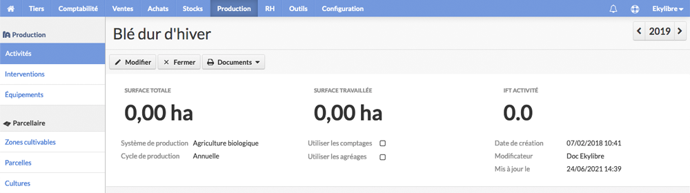 Création de l'activité