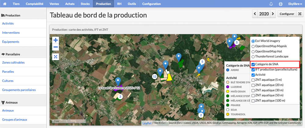Vue carte et SNA