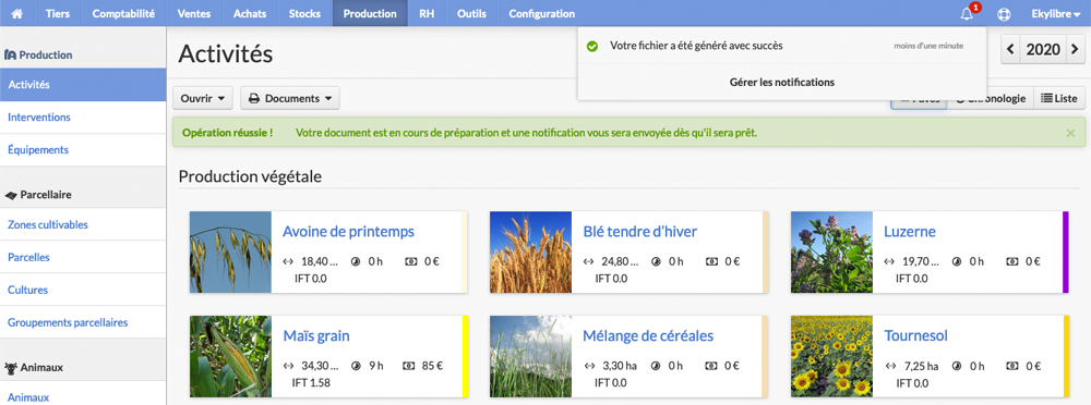 Affichage notification