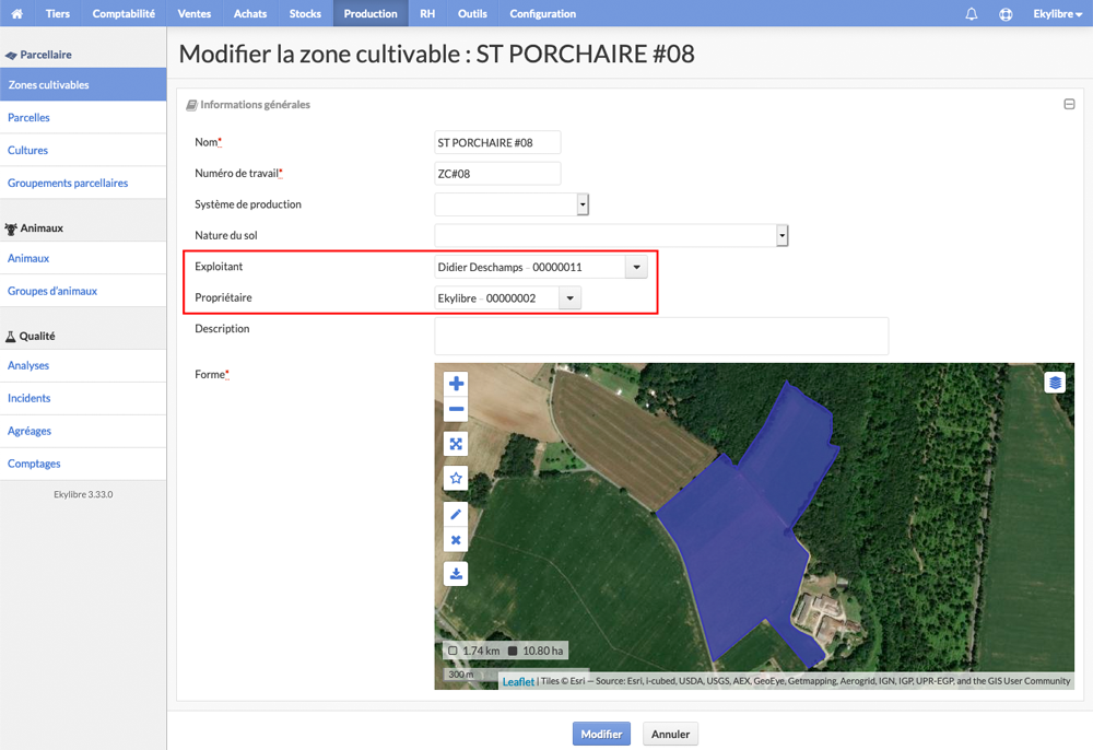 Modification zone cultivable