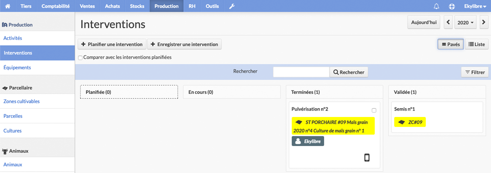 Liste des interventions