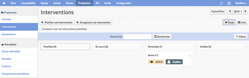 Liste des interventions