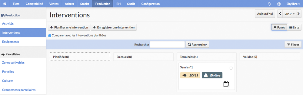 Liste des interventions