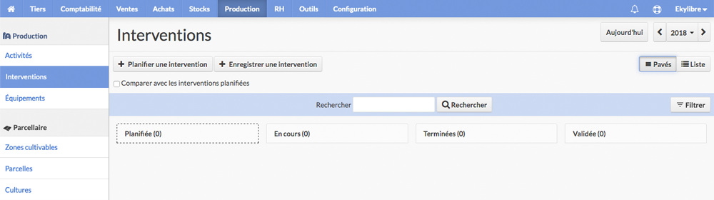 Liste des interventions