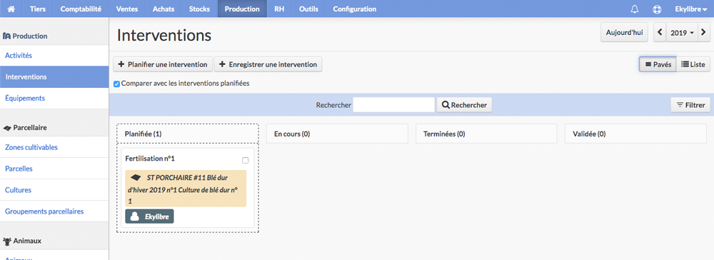 Liste des interventions