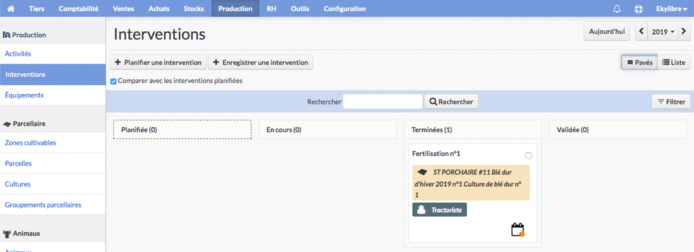 Liste des interventions