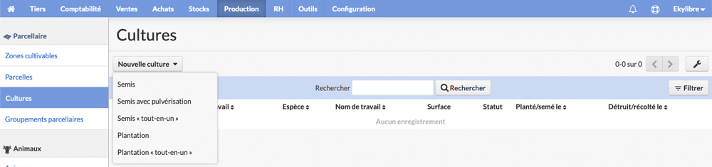 Création nouvelle parcelle