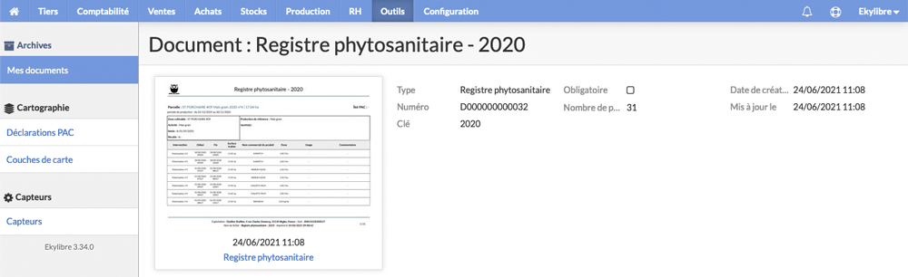 Vignette du registre