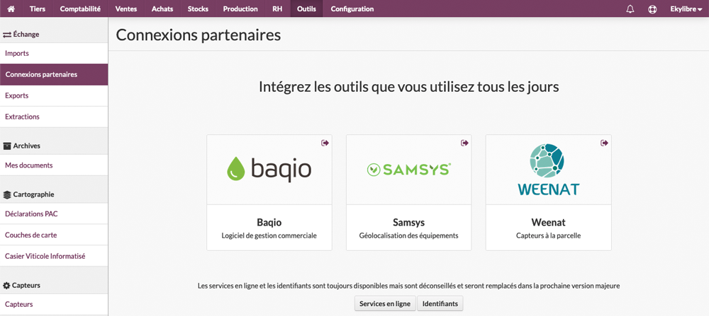 Liste des connexions partenaires