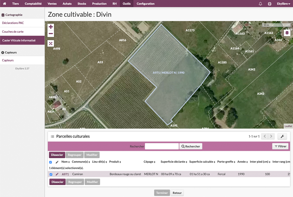 Sélection de la zone