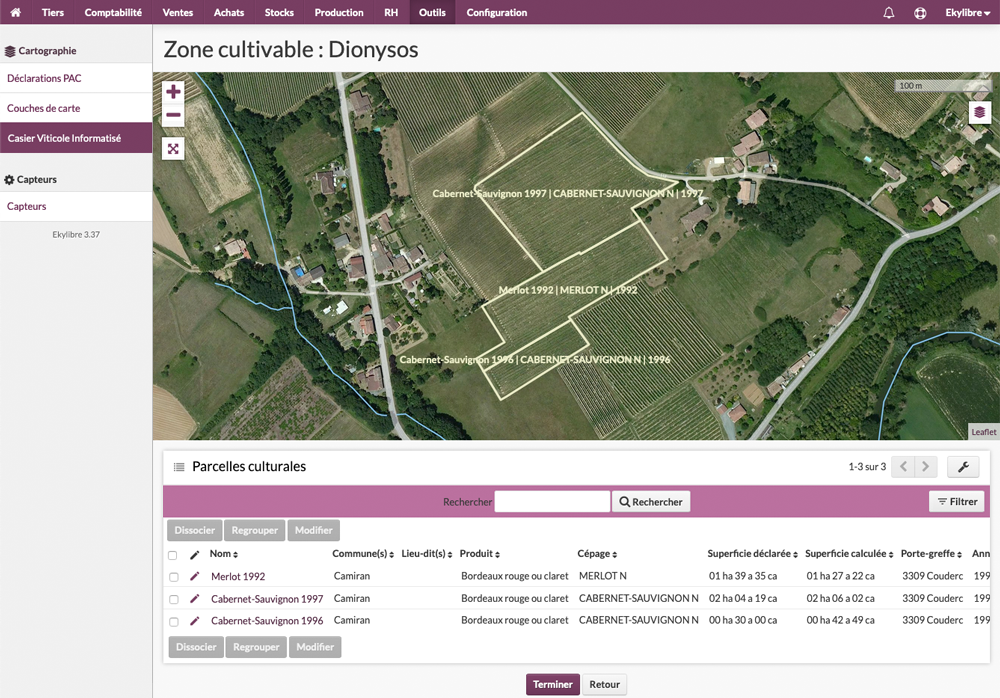Liste des parcelles