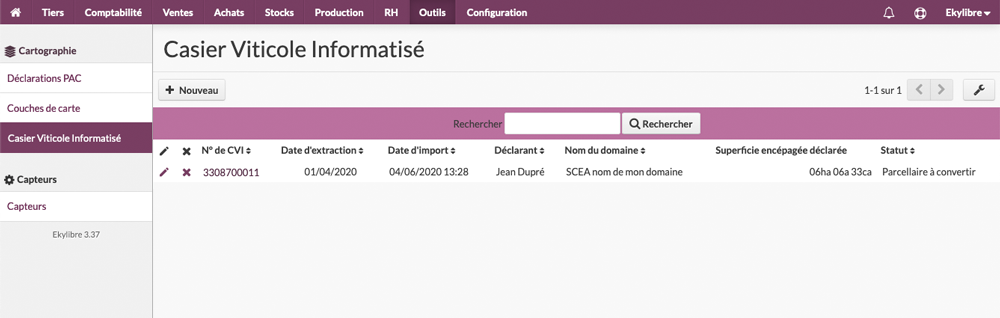 Liste des imports