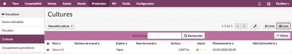 Liste des cultures