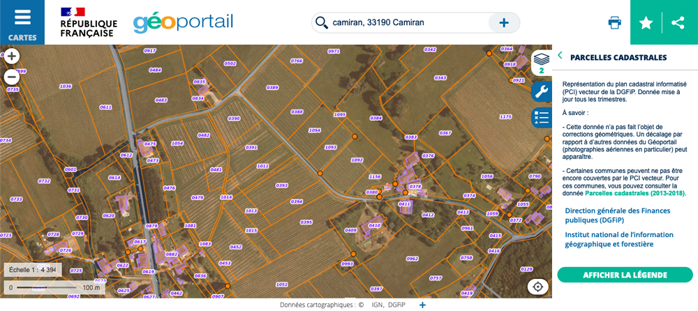Zoom cadastre
