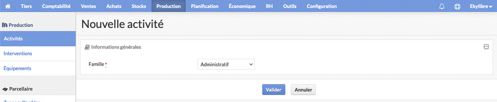 Validation de la famille