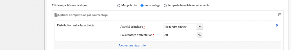 Sélection répartition par pourcentage