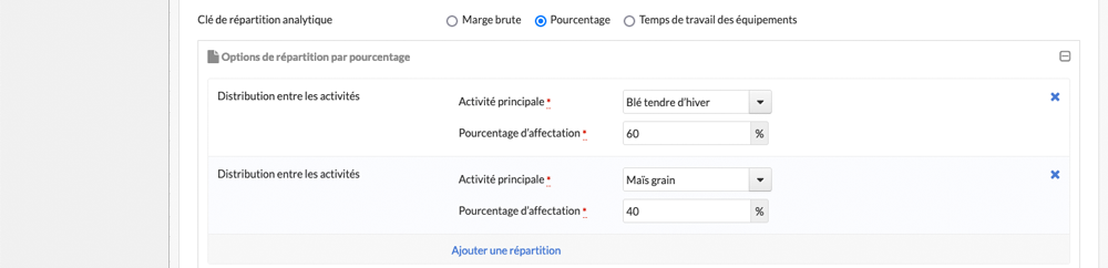 Sélection répartition par pourcentage