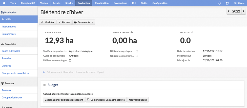 Vue activité