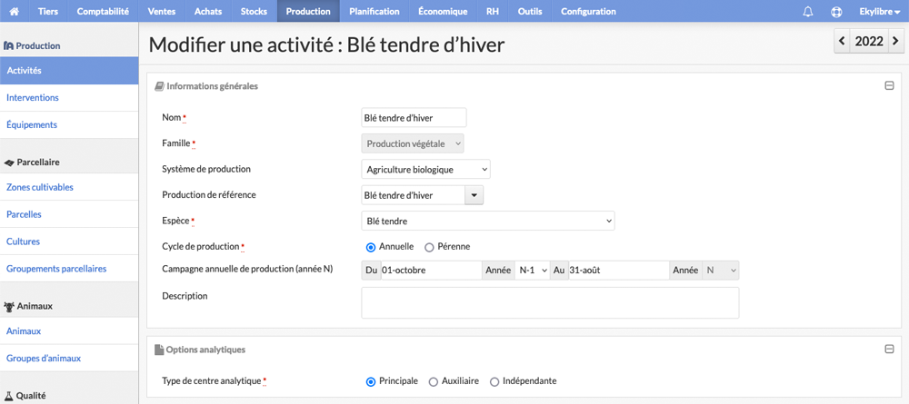 Vue activité