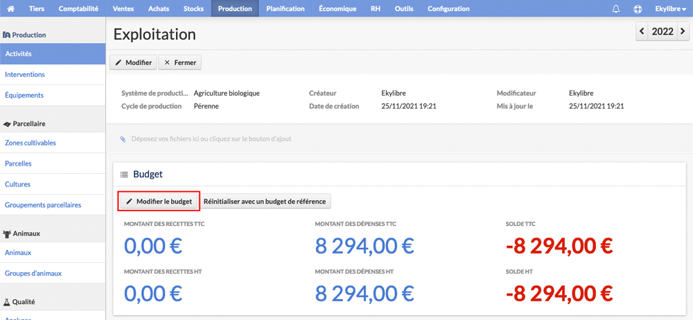 Vue activité