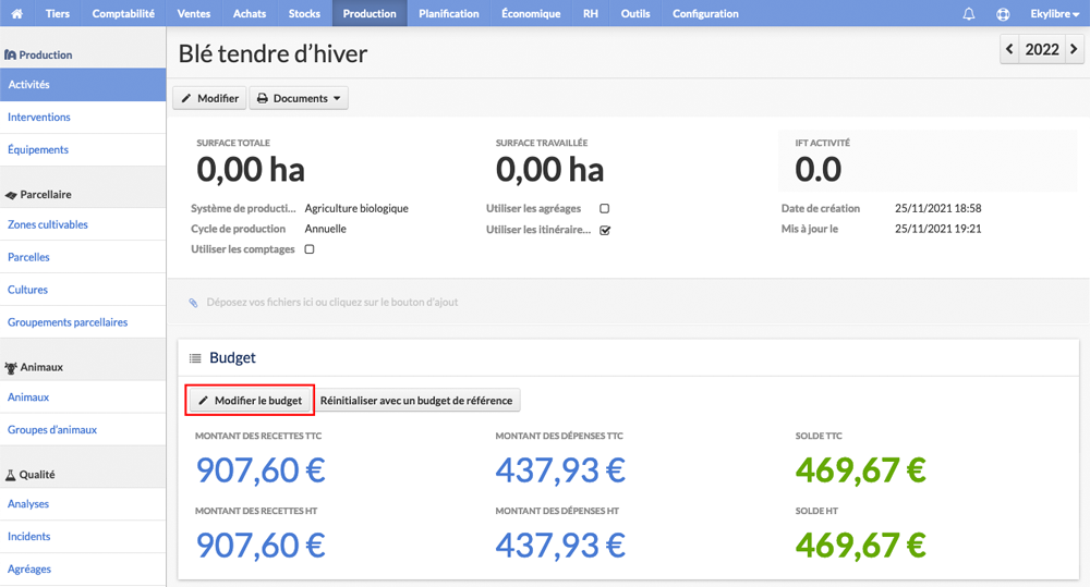 Vue activité