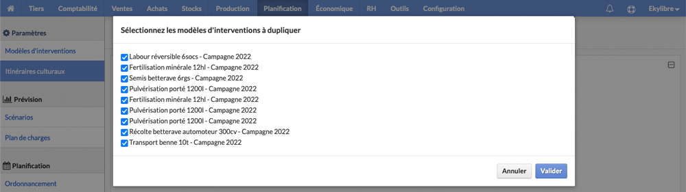 Sélection modèles d'interventions