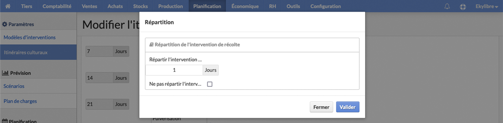 Répartition récolte