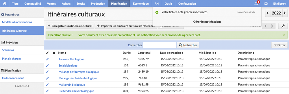 Affichage notification