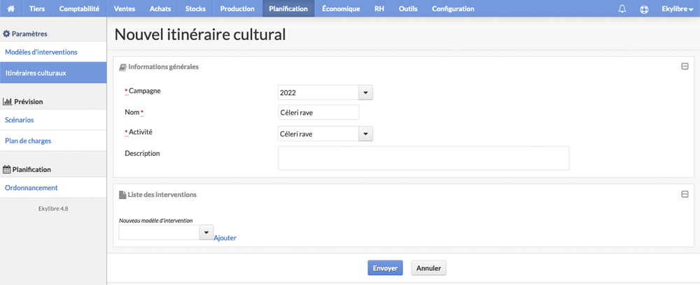 Configuration itinéraire