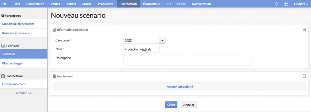 Nouveau scénario